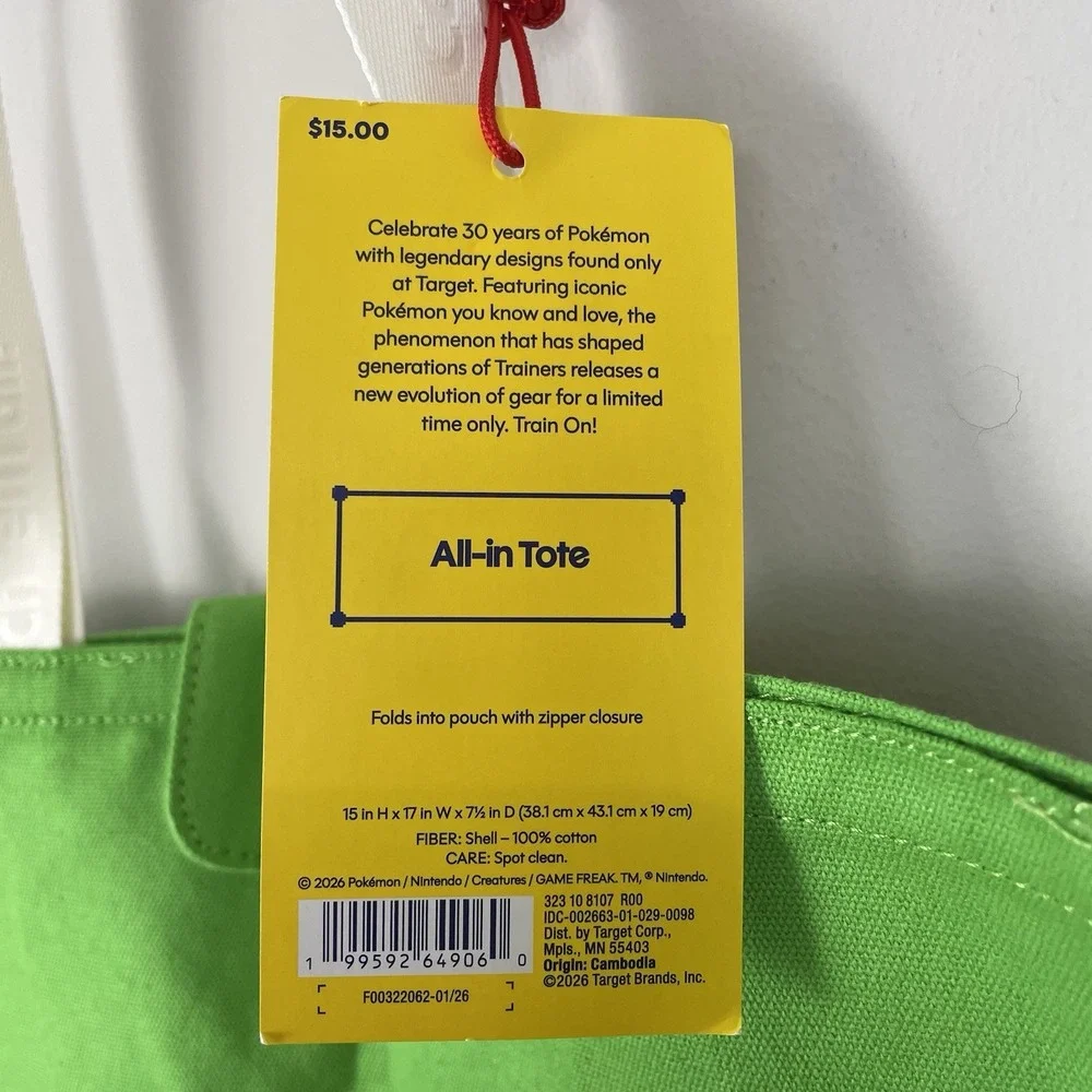 Pokemon X Target Reusable All-in Tote Bags 30th Anniversary Starter Set Of 3
